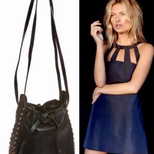 Rare Kate Moss for Topshop soft black leather stud bag